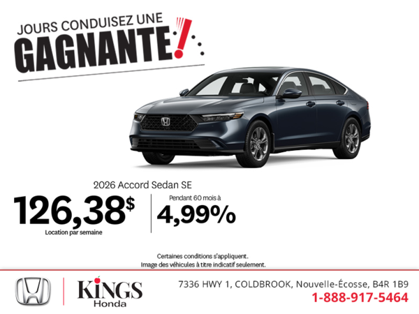 Obtenez le Honda Accord 2026 !