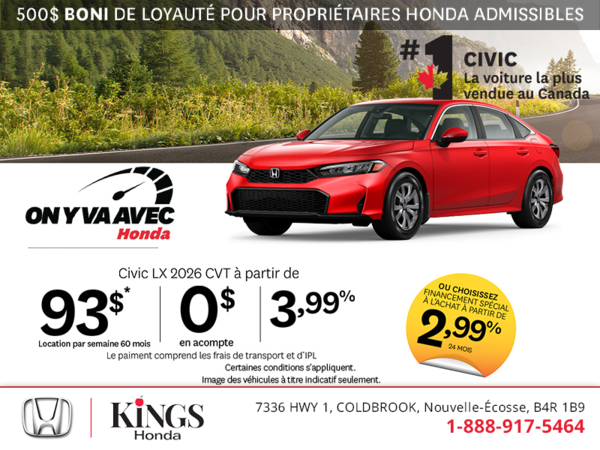 Obtenez la Honda Civic 2026!