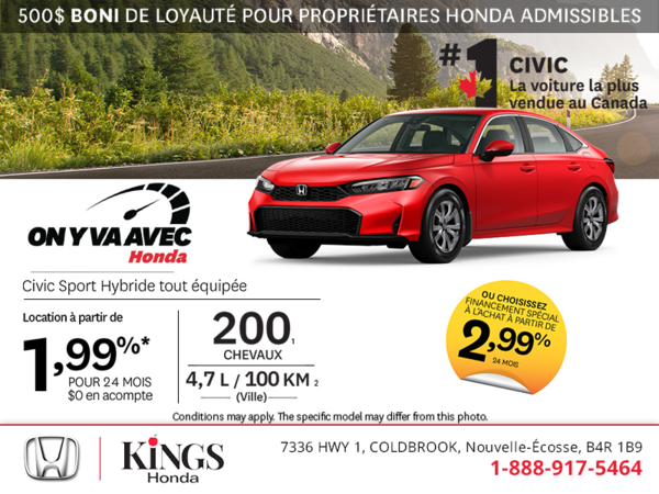 Obtenez la Honda Civic Sport Hybride 2026!