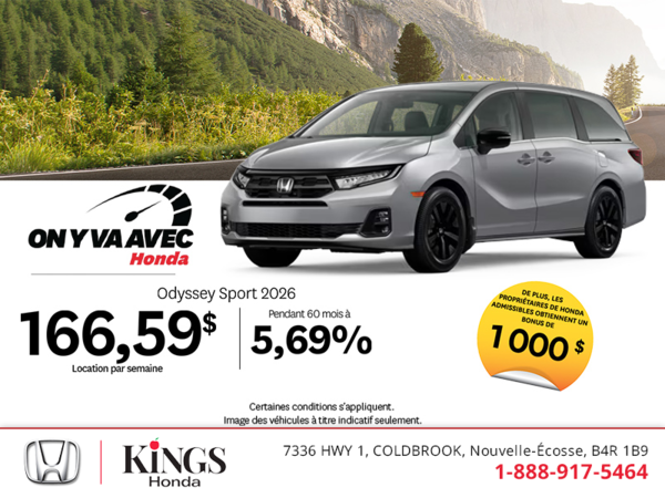 Obtenez la Honda Odyssey 2026 !