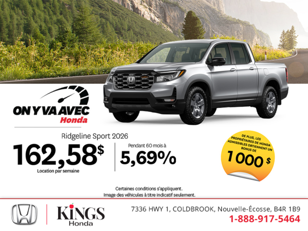 Obtenez le Honda Ridgeline 2026 !