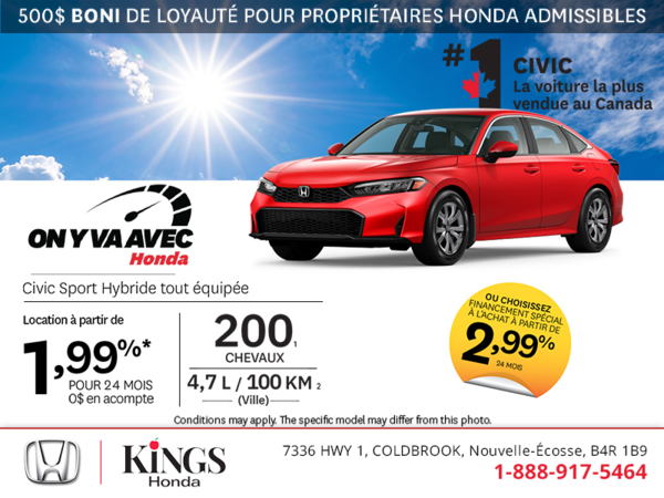 Obtenez la Honda Civic Sport Hybride 2026!