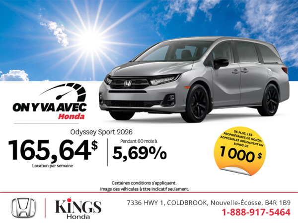 Obtenez la Honda Odyssey 2026 !