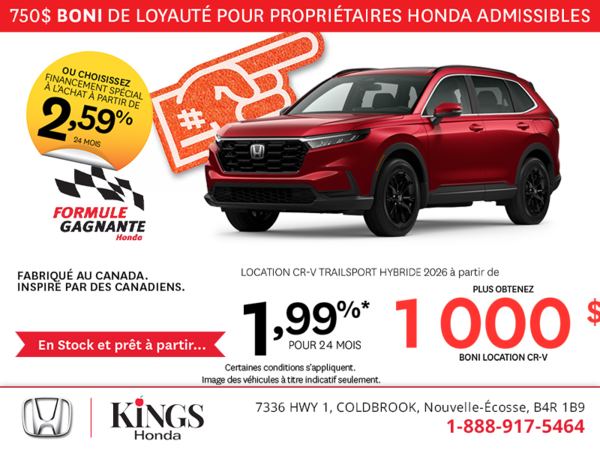 Obtenez la Honda CR-V Hybride 2026 !
