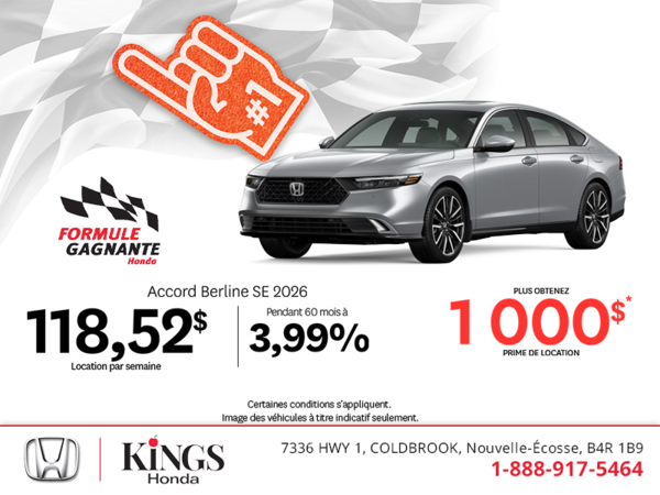 Obtenez la Honda Accord 2026 !