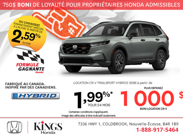 Obtenez la Honda CR-V Hybride 2026 !