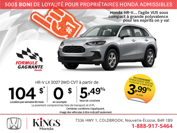 Obtenez la Honda HR-V 2027 !