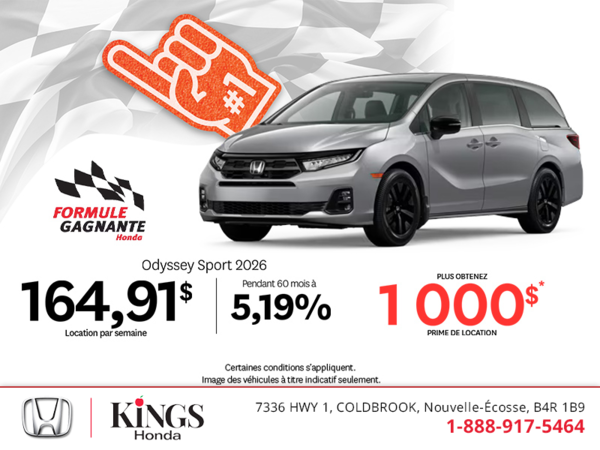 Obtenez la Honda Odyssey 2026 !