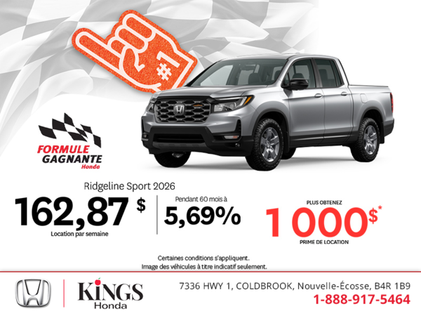 Obtenez la Honda Ridgeline 2026 !