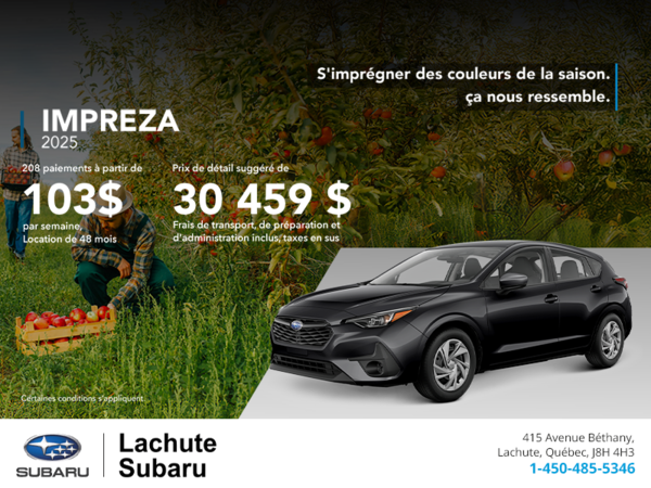 Procurez-vous la Impreza 2025!