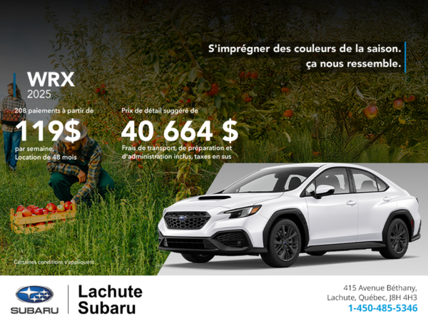 Procurez-vous la WRX 2025!