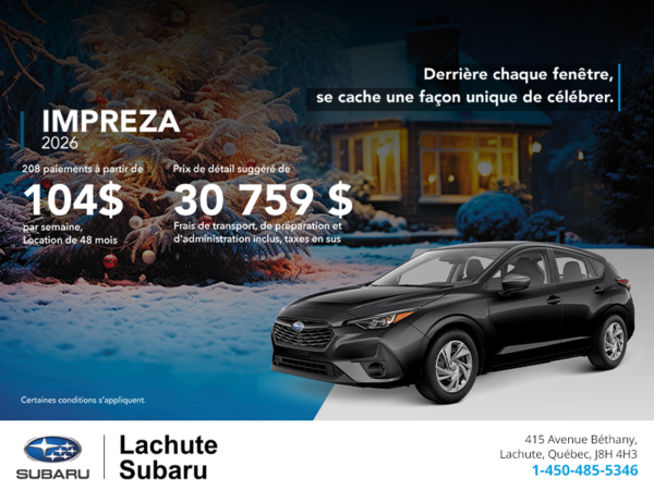 Procurez-vous la Impreza 2026!