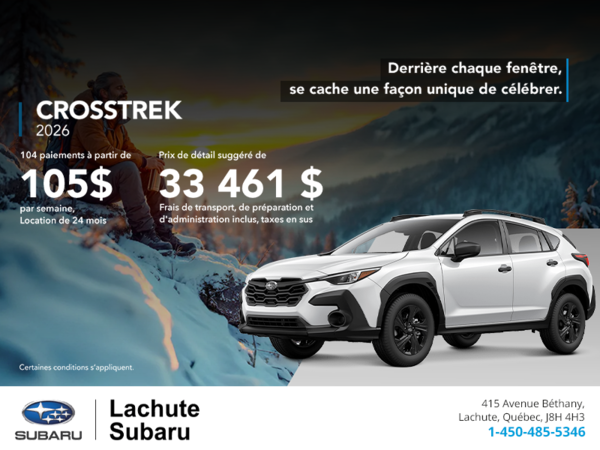 Procurez-vous le Crosstrek 2026!
