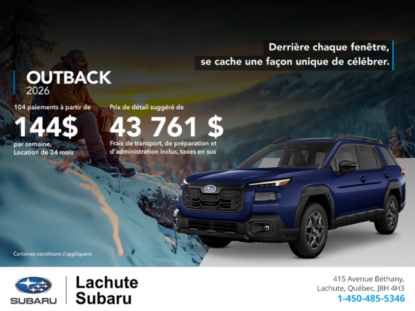 Procurez-vous le Outback 2026!
