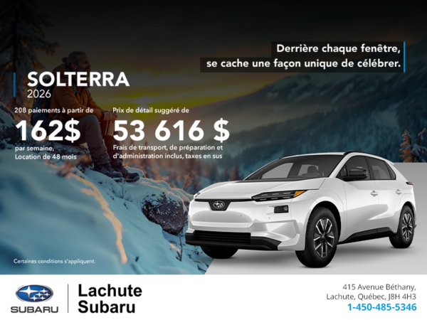 Procurez-vous le Solterra 2026!