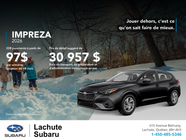 Procurez-vous la Impreza 2026!