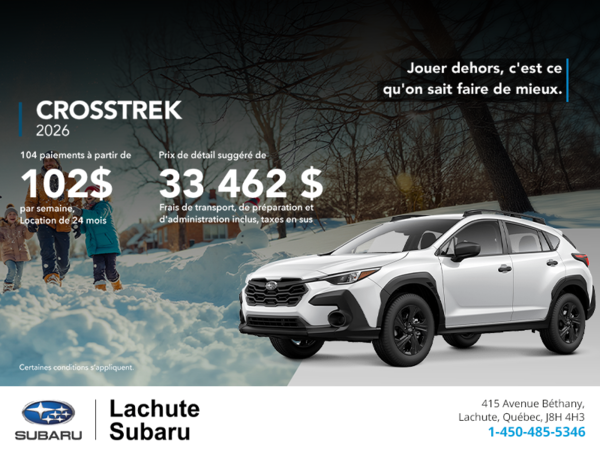 Procurez-vous le Crosstrek 2026!