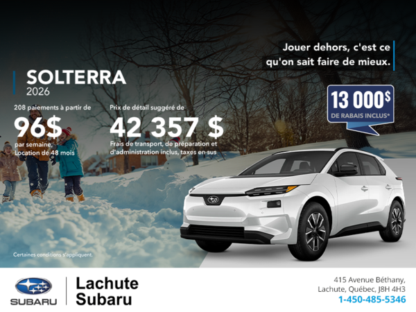 Procurez-vous le Solterra 2026!