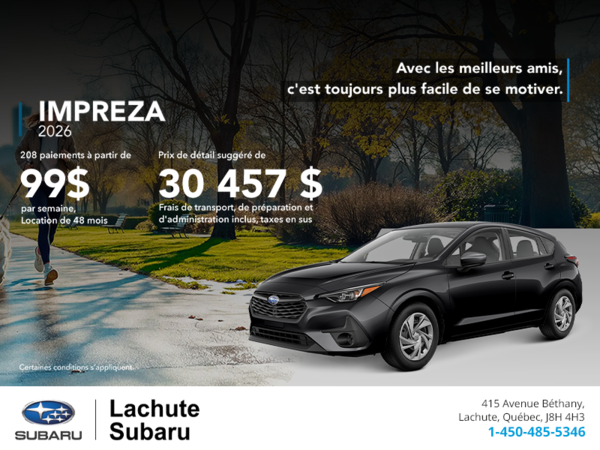 Procurez-vous la Impreza 2026!