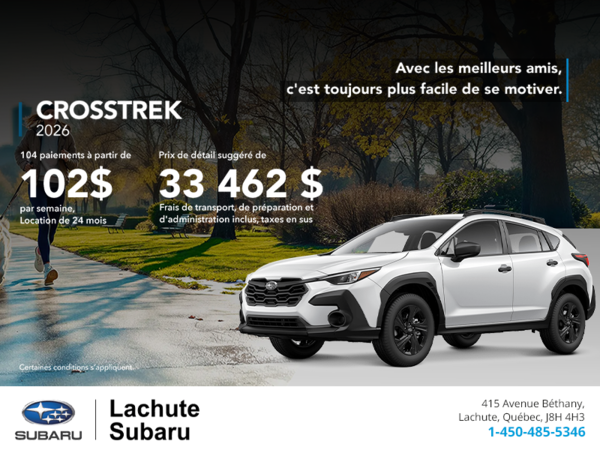 Procurez-vous le Crosstrek 2026!