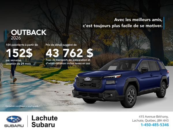 Procurez-vous le Outback 2026!