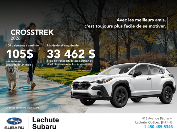 Procurez-vous le Crosstrek 2026!