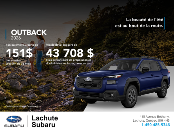 Procurez-vous le Outback 2026!
