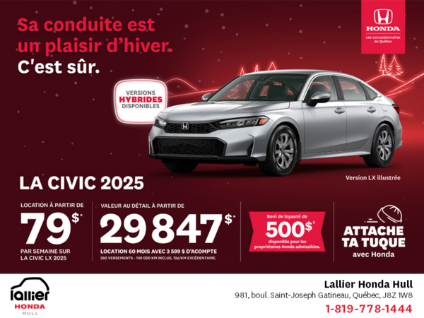 Obtenez le Honda Civic 2025 !