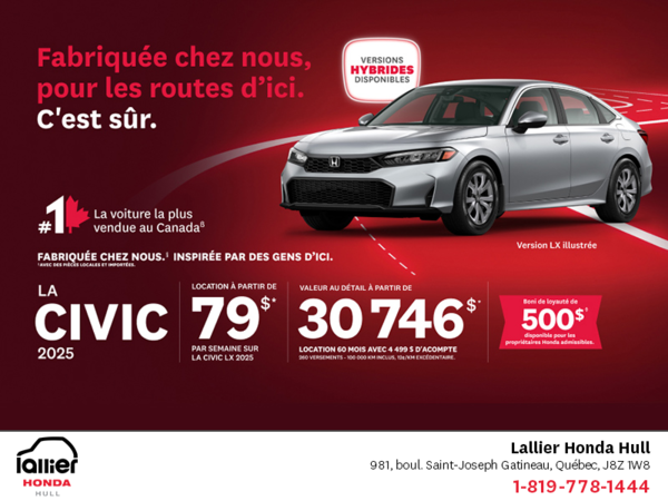 Obtenez le Honda Civic 2025 !