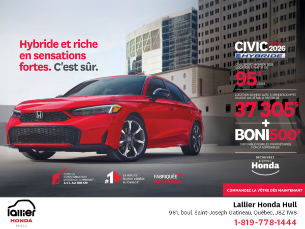 Obtenez le Honda Civic Sedan Hybride 2026 !