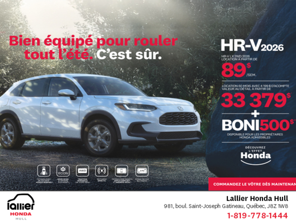 Obtenez le Honda HR-V 2026!