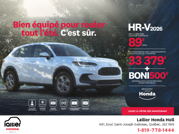 Obtenez le Honda HR-V 2026!