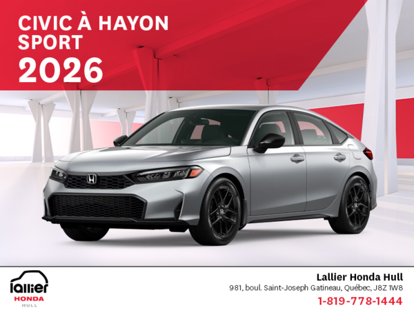 Obtenez le Honda Civic à Hayon 2026 !