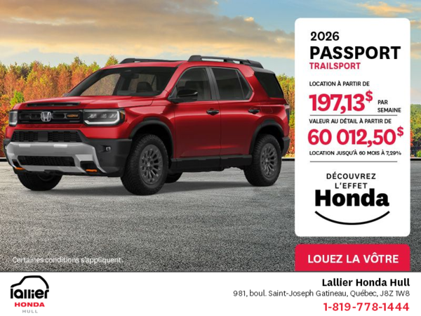 Obtenez le Honda Passport 2026 !