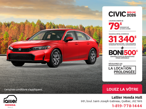 Obtenez le Honda Civic Sedan 2026 !