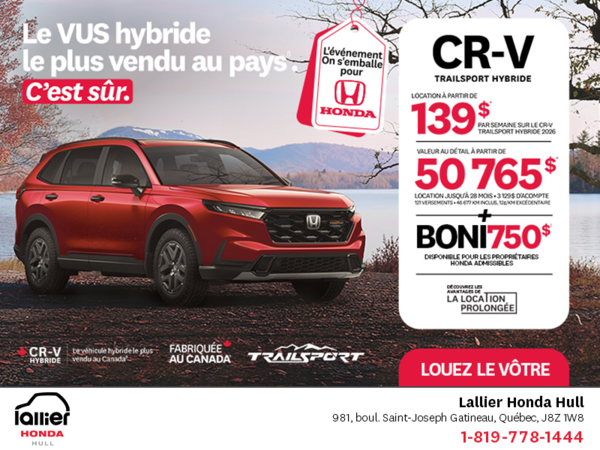 Obtenez le Honda CR-V Hybride 2026!