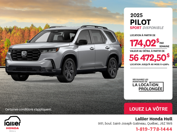 Obtenez le Honda Pilot 2025 !