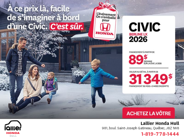 Obtenez le Honda Civic Sedan 2026 !