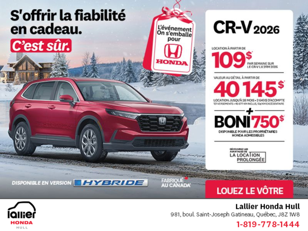 Obtenez le Honda CR-V 2026!