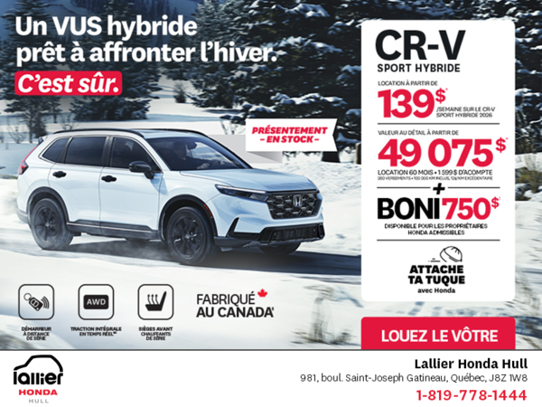 Obtenez le Honda CR-V Hybride 2026!