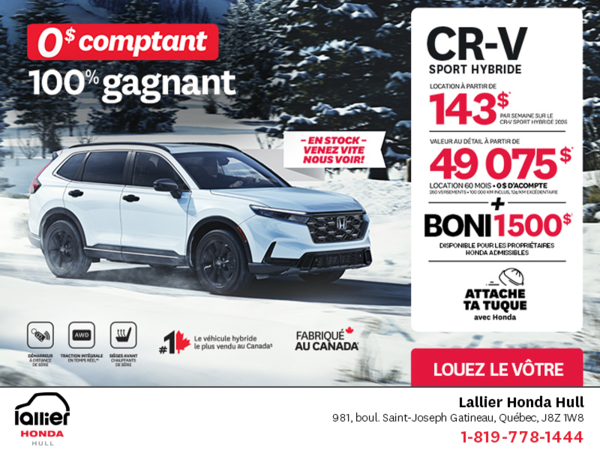 Obtenez le Honda CR-V Hybride 2026!