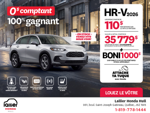 Obtenez le Honda HR-V 2026!