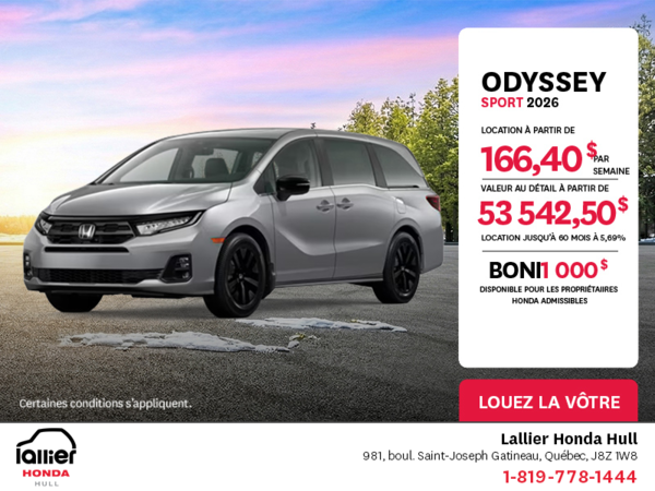 Obtenez le Honda Odyssey 2026 !