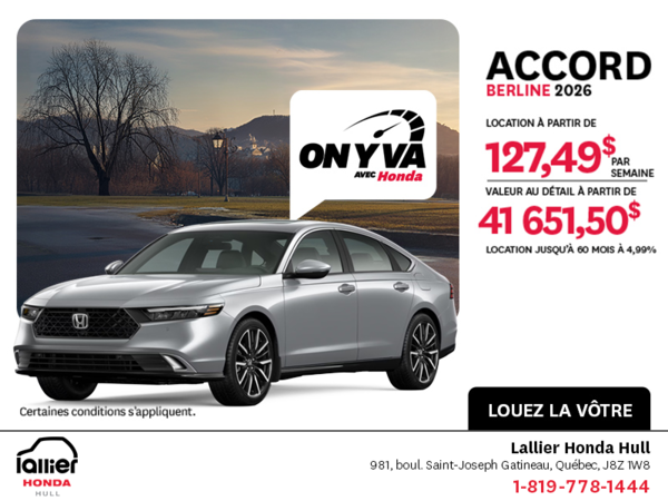 Obtenez la Honda Accord 2026 !