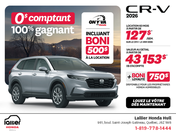 Obtenez le Honda CR-V 2026!
