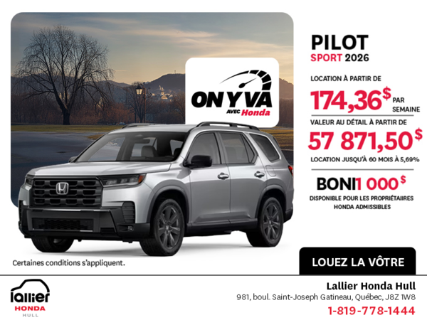 Obtenez le Honda Pilot 2026 !