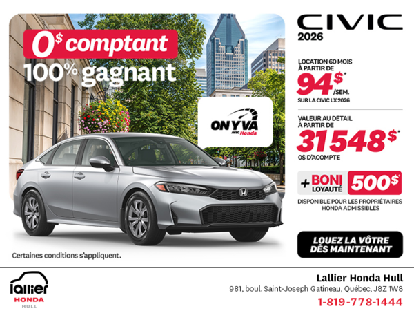 Obtenez la Honda Civic 2026 !