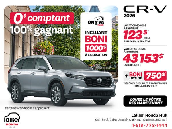 Obtenez la Honda CR-V 2026!