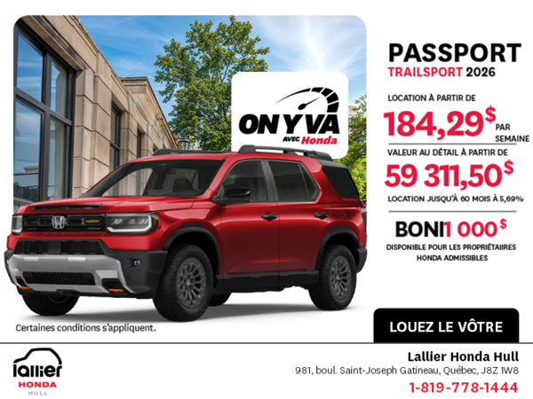 Obtenez la Honda Passport 2026 !