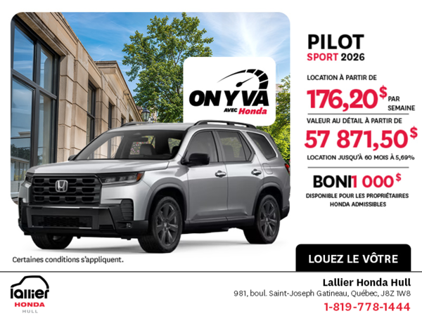 Obtenez le Honda Pilot 2026 !